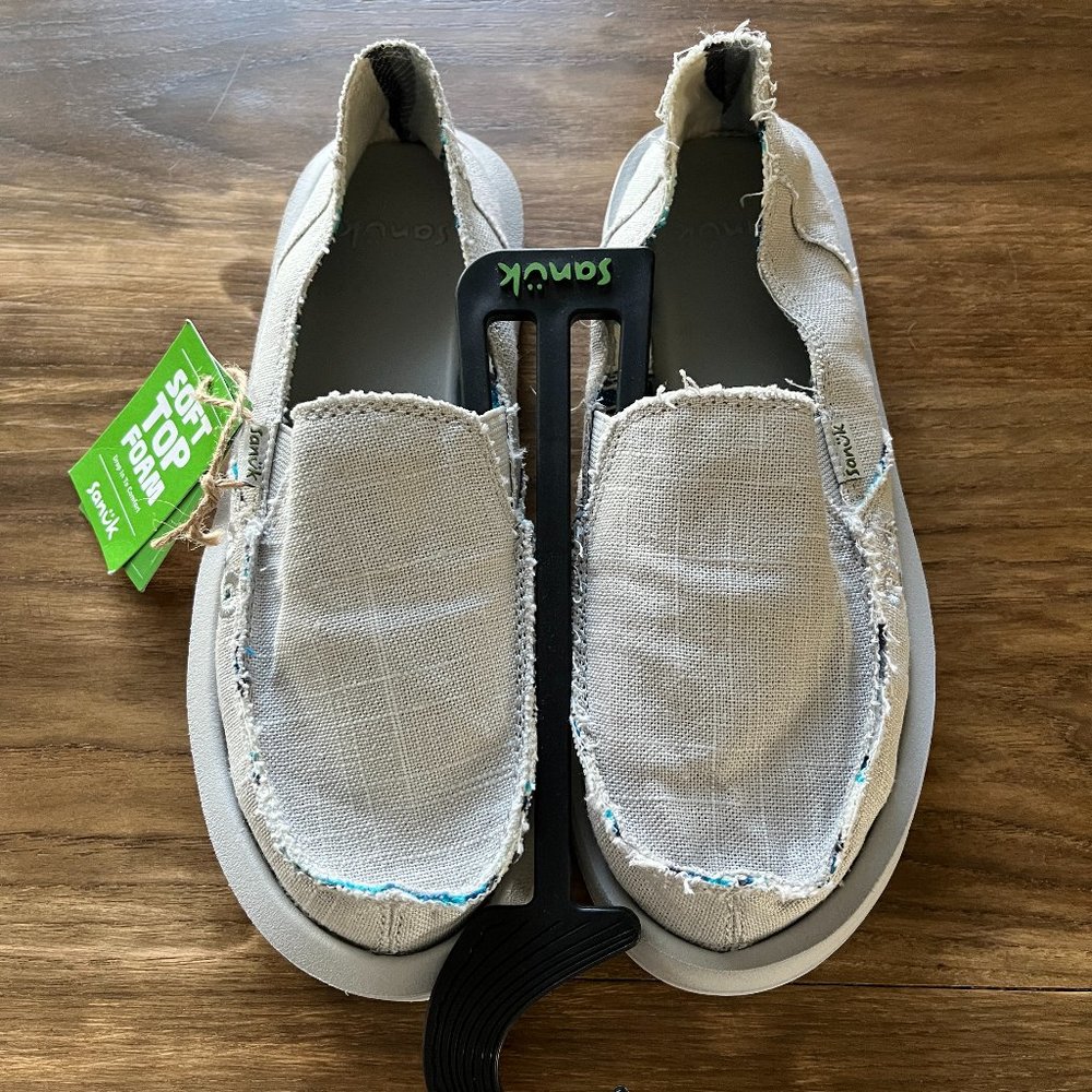 Womens SANUK Donna Soft Top Hemp Shoes Loafers Size 7 Gray Vegan NWT